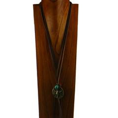 Multi-Strand Leather Necklace with Steer Skull Pendant