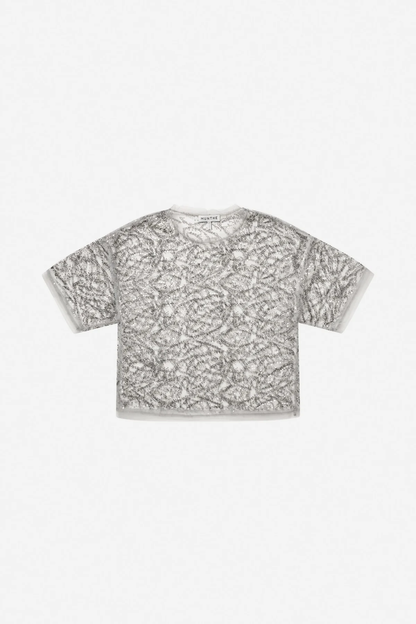 Shop the MUNTHE Vun Top in Gun Metal at Dotique. A beautifully draped metallic top with a relaxed fit, perfect for parties, evenings out and special occasions.