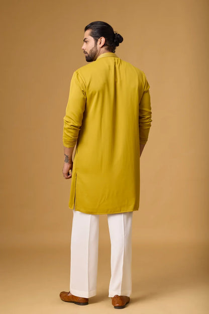Designer Mustard Ethnic Kurta Set – Side View | Mahavir NX