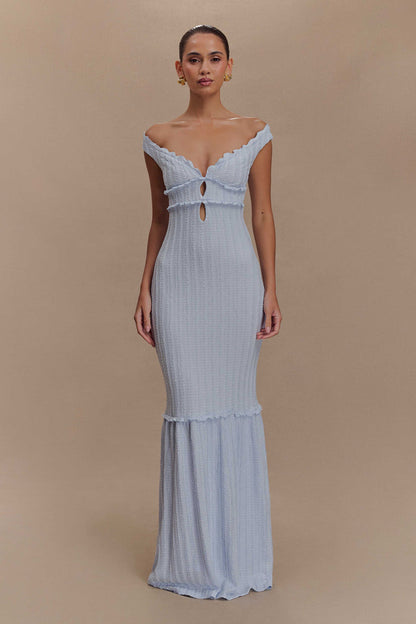 Natalie Off Shoulder Maxi Dress - Sky Blue