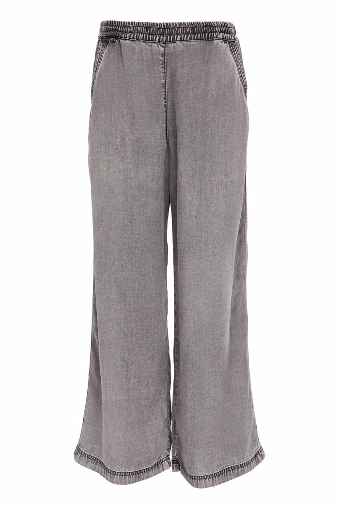 Front view of Naya NAS26137 Granite Grey Wide Leg Pull-On Trousers by Naya Shop Naya at Dotique