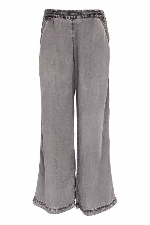 Front view of Naya NAS26137 Granite Grey Wide Leg Pull-On Trousers by Naya Shop Naya at Dotique