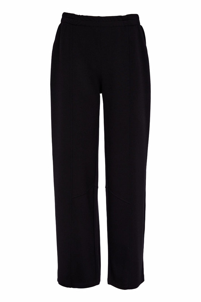 Naya NAS26209 Black Straight Leg Panel Trousers With Side Pocket by Naya available to shop at Dotique
