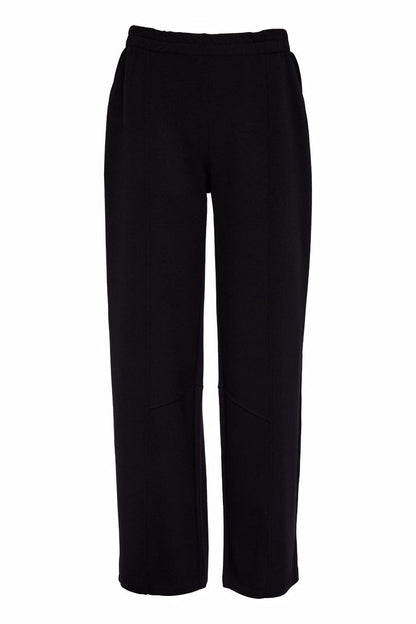 Naya NAS26209 Black Straight Leg Panel Trousers With Side Pocket by Naya available to shop at Dotique