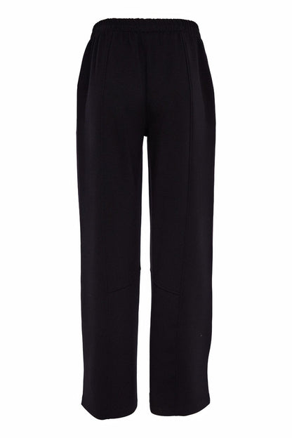 Naya NAS26209 Black Straight Leg Panel Trousers With Side Pocket by Naya available to shop at Dotique