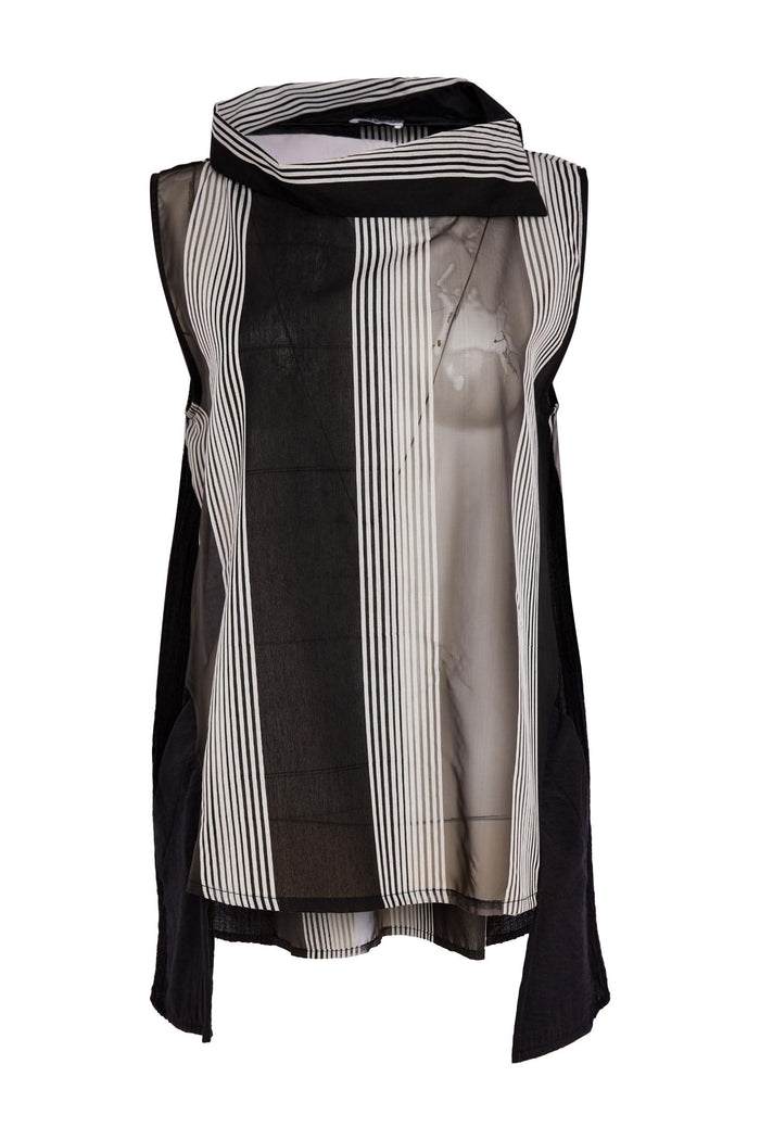 Naya NAS26257 Stripe Longline Top with Wrap Collar by Naya featuring vertical stripes Shop Naya at Dotique