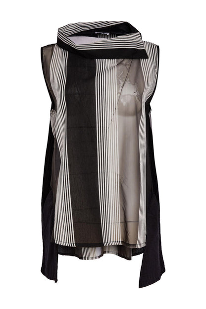 Naya NAS26257 Stripe Longline Top with Wrap Collar by Naya featuring vertical stripes Shop Naya at Dotique