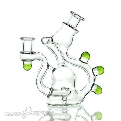 NJR Glass Rig Bubble Dumber with Slime Green Accent - Premium 3 Hole Perc Recycler Waterpipe