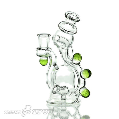 Side view of NJR Glass Rig Bubble Dumber with Slime Green Accent