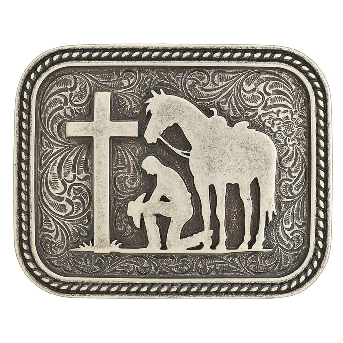 Nocona Men's Rectangular Cowboy Prayer Belt Buckle