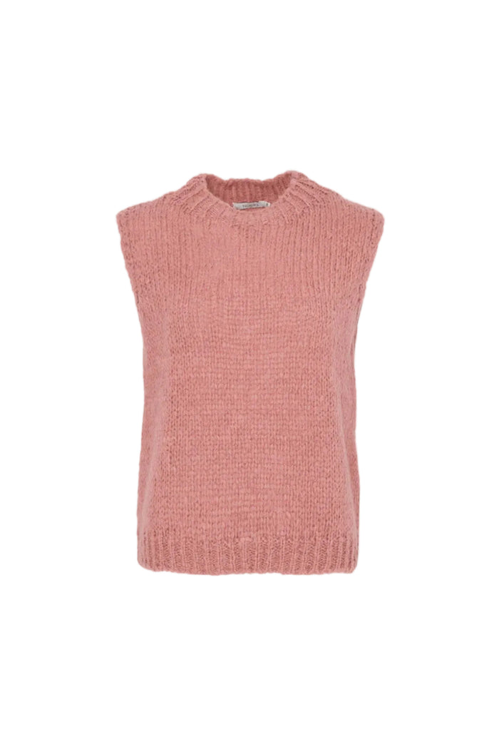 Noella 11162185 Kala Knit Vest Old Rose by Noella in soft pink knitwear, shop Noella at Dotique for stylish layering pieces.