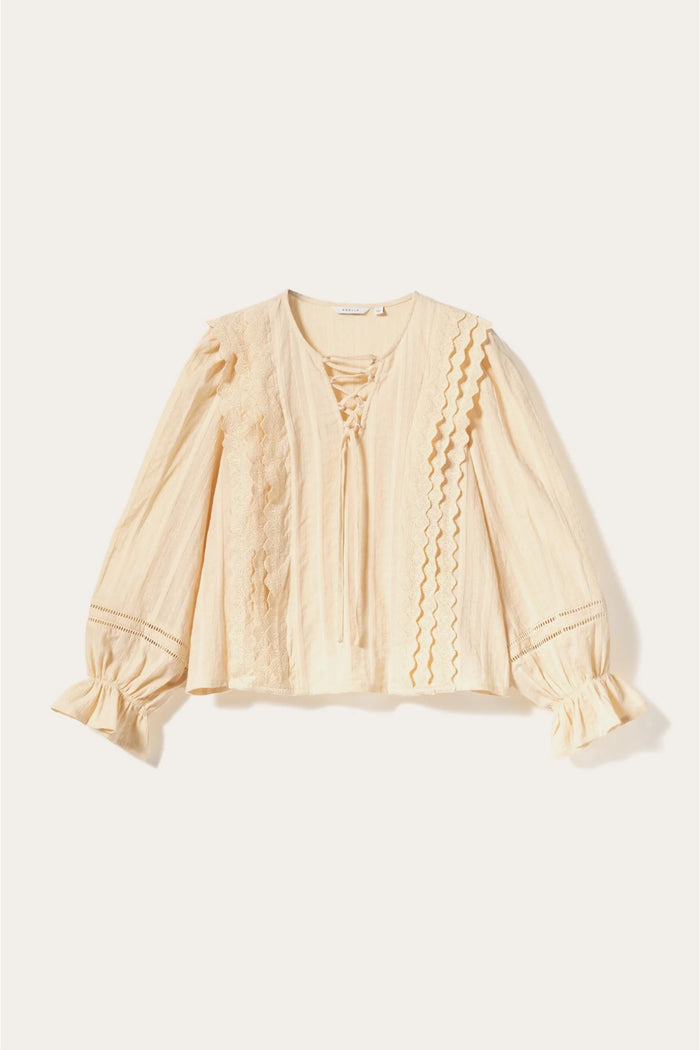 Noella 15320002 N-Maliyah Blouse Ivory by Noella with lace details Shop Noella at Dotique for elegant style
