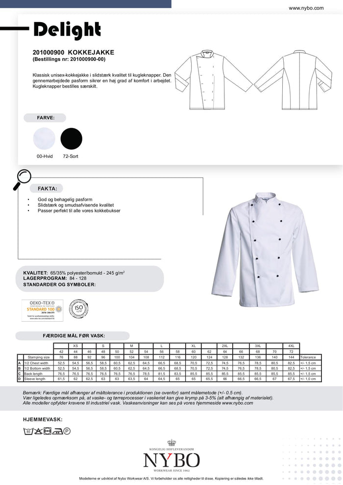 Nybo Delight unisex kockjacka i vit – klassisk passform