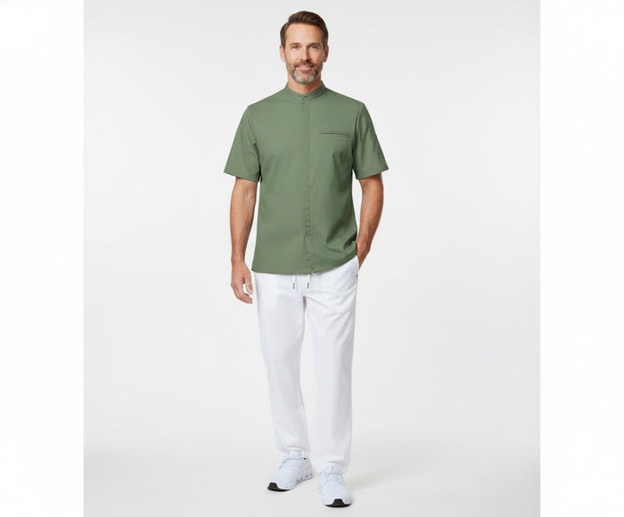 Nybo Grøn Unisex New Nordic Kokkejakke, Kortærmet, Stretch, Komfortabel Pasform