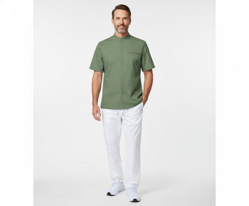 Nybo Grøn Unisex New Nordic Kokkejakke, Kortærmet, Stretch, Komfortabel Pasform