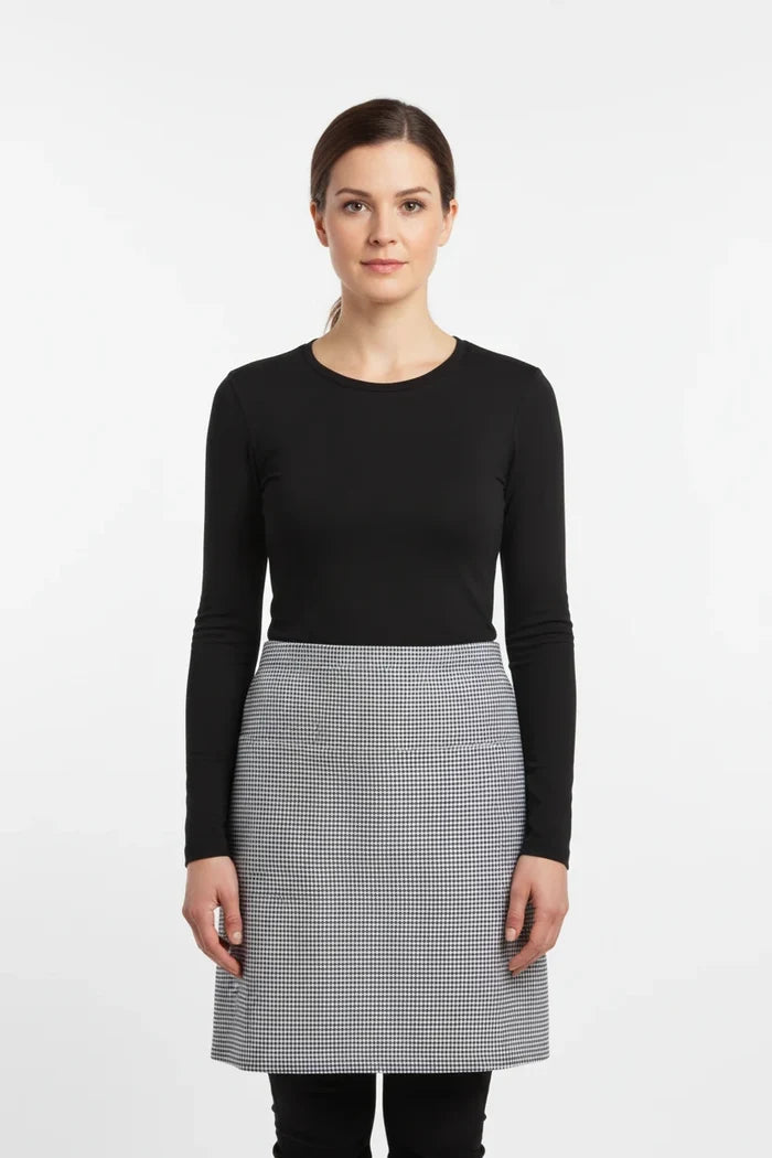 Nybo Sort-hvid Pepita Unisex Pick-Up Forklæde, Bindebånd, Bager- og Kokkeforstykke