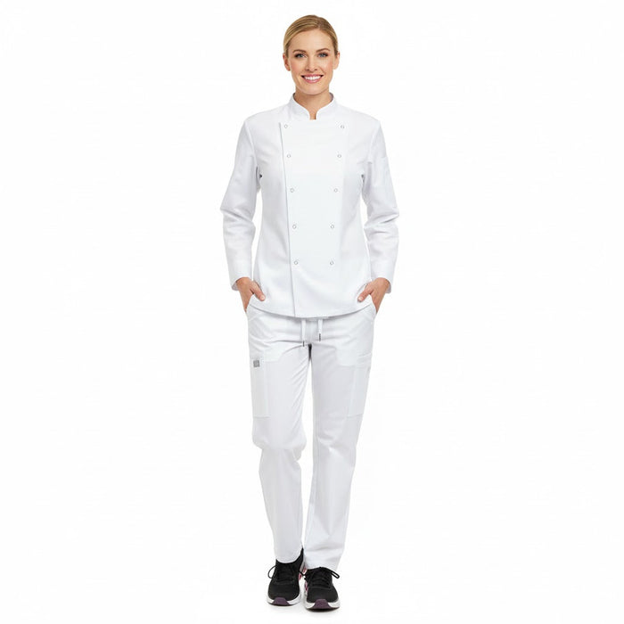 Nybo Vit Unisex Delight Kockjacka, tryckknappar, slitstark