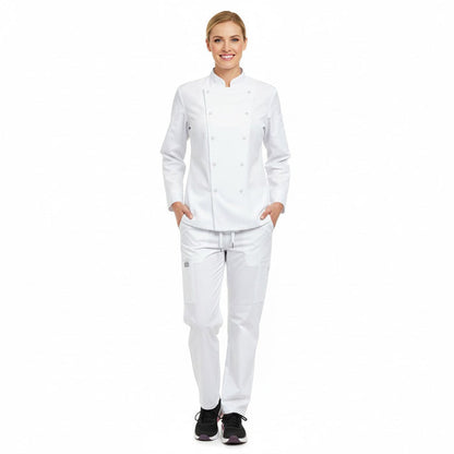 Nybo Vit Unisex Delight Kockjacka, tryckknappar, slitstark