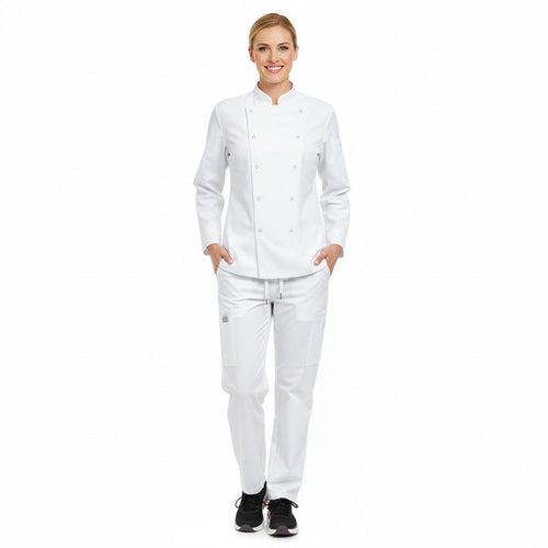 Nybo Vit Unisex Delight Kockjacka, tryckknappar, slitstark