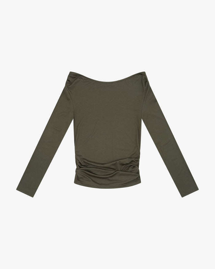 OFF SHOULDER LS TOP - Sage