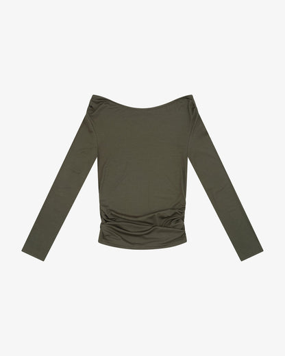 OFF SHOULDER LS TOP - Sage