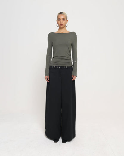 OFF SHOULDER LS TOP - Sage