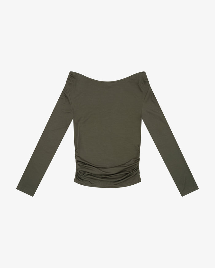 OFF SHOULDER LS TOP - Sage