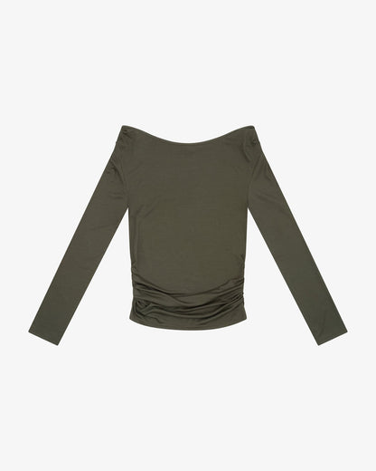OFF SHOULDER LS TOP - Sage
