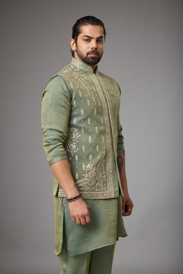 Olive Sage wedding jacket kurta for men