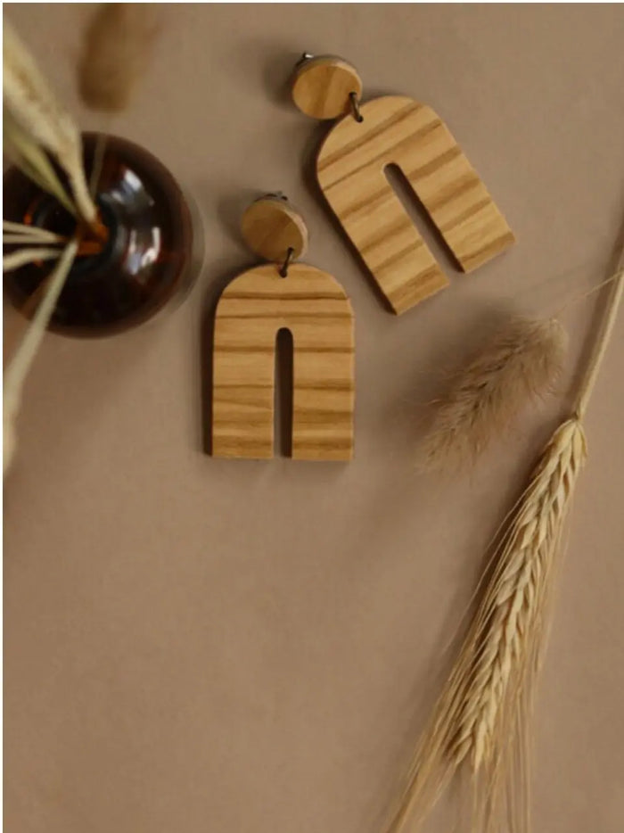 Olivewood Arch Earrings Acorn Home + Apparel