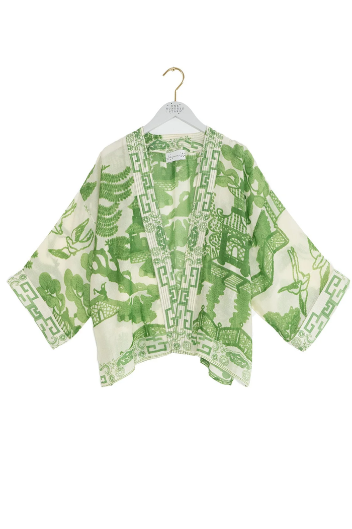 Giant Willow Green kimono by One Hundred Stars in a premium modal-cupro blend. Lightweight, fluid and perfect for layering over dresses, tops or swimwear. Shop at Dotique.