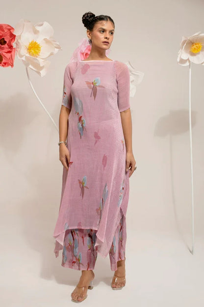 Onion Pink Lotus Kurta Set