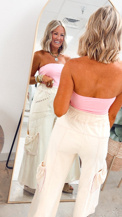 Onset Wide Leg Pants-Natural