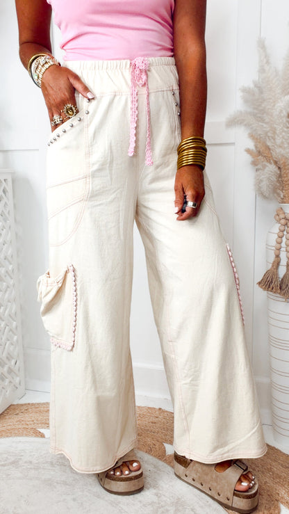 Onset Wide Leg Pants-Natural
