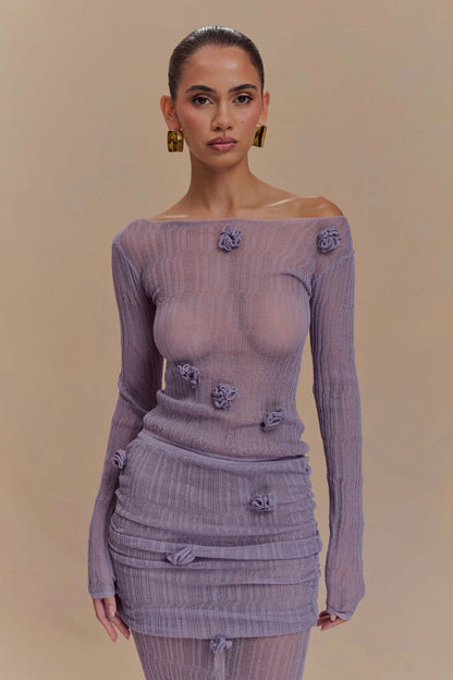 Orianna Orchid Long Sleeve Knit Top - Orchid