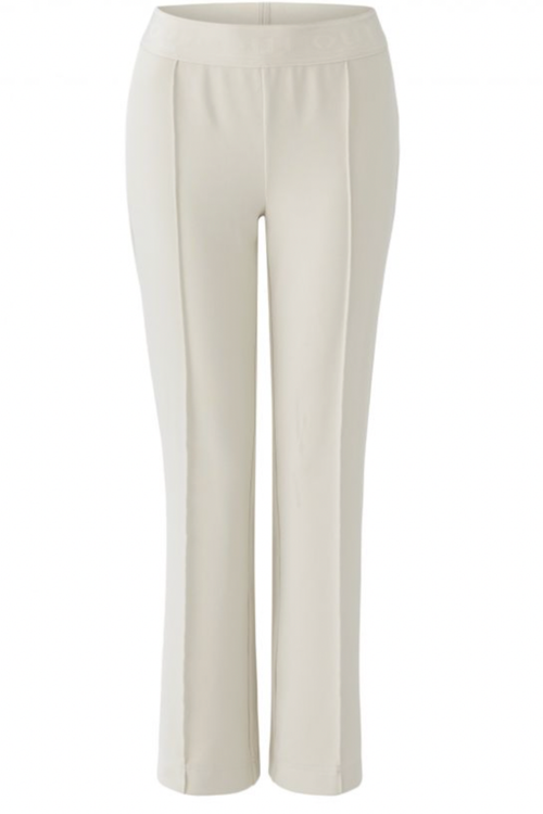 Front view of Oui 91720 Off White Pull On Trousers (1136) by Oui, shop Oui at Dotique for elegant casual style