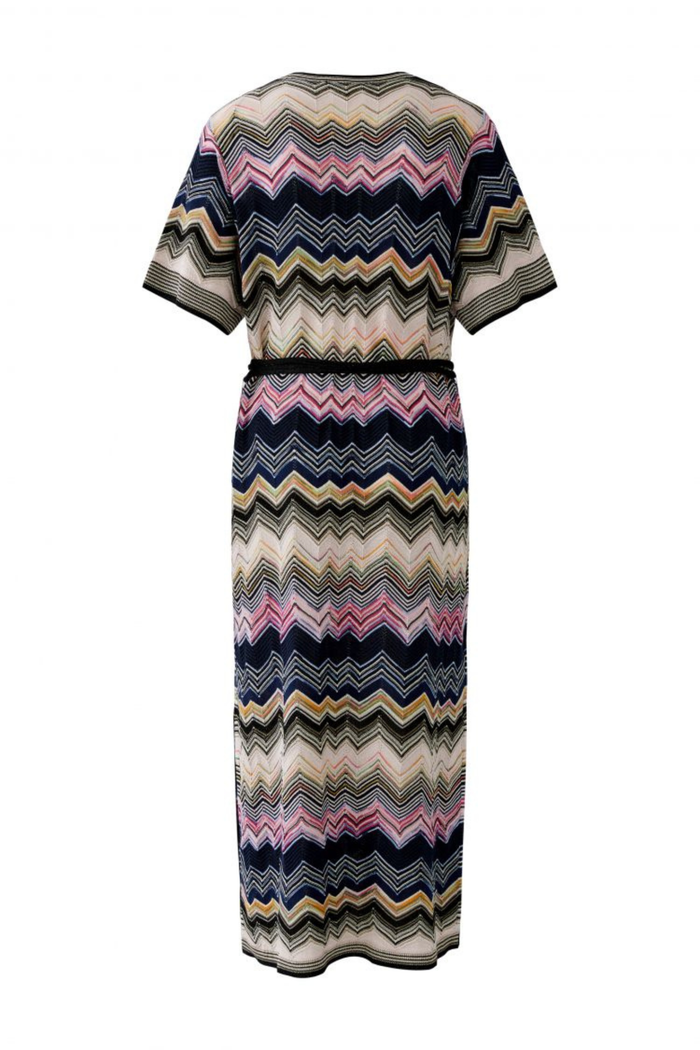 Knitted midi dress by Oui in Rose Blue. Soft, flattering and easy to wear with a relaxed fit and waist tie. Shop Oui online at Dotique.