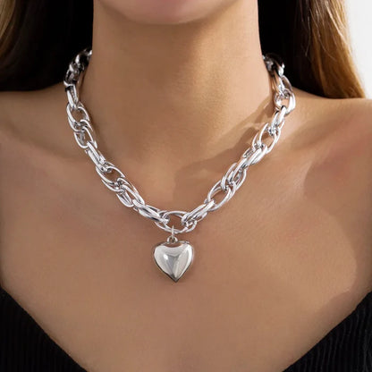 Bold statement oversized heart necklace, silver color option