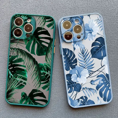 Two cases with tropical print
