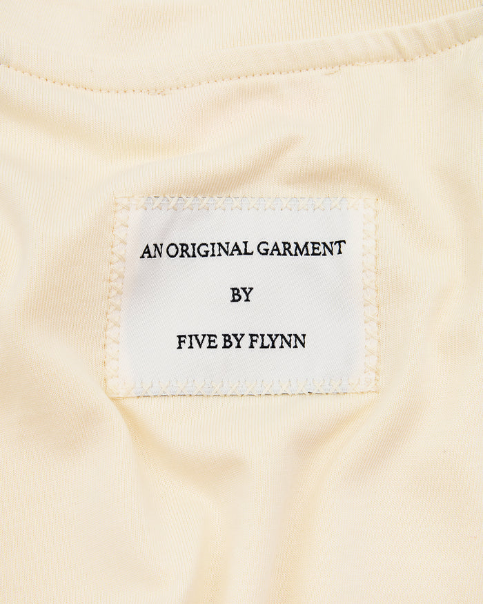 PANELLED CROP TEE - Cream / Charcoal