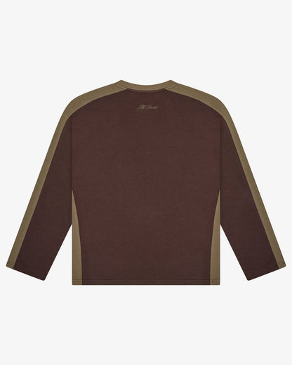 Panelled LS Crop Tee - Brown / Sage