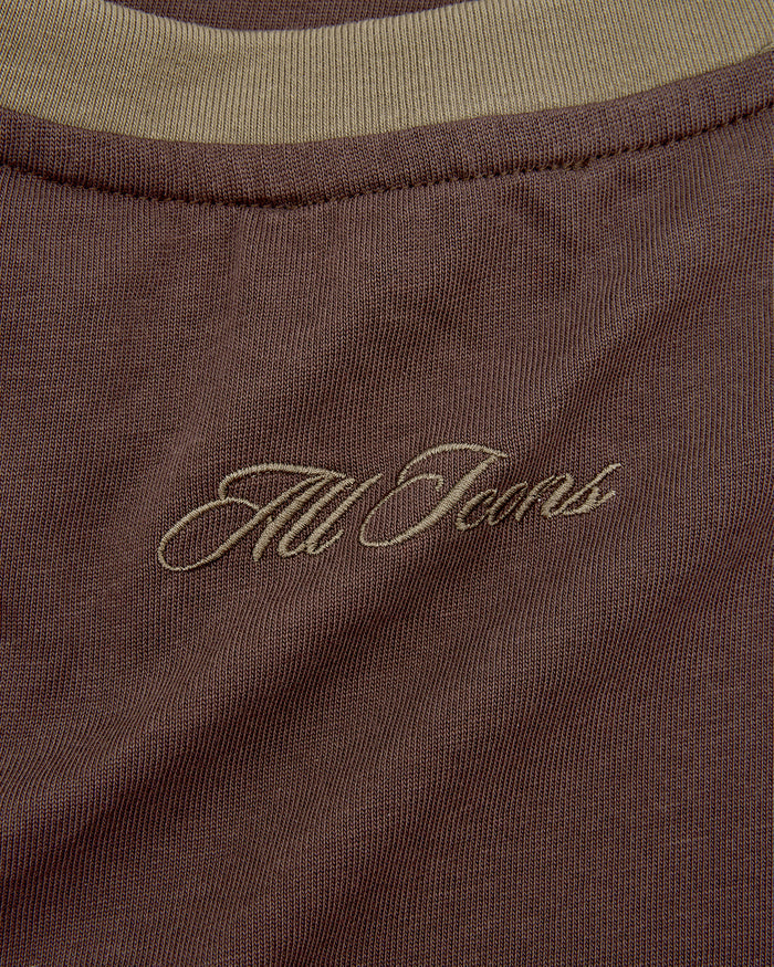 Panelled LS Crop Tee - Brown / Sage
