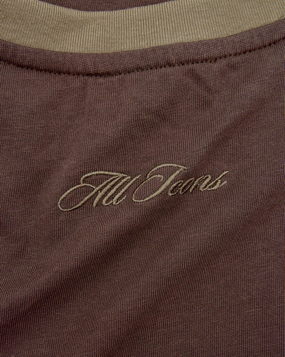 Panelled LS Crop Tee - Brown / Sage