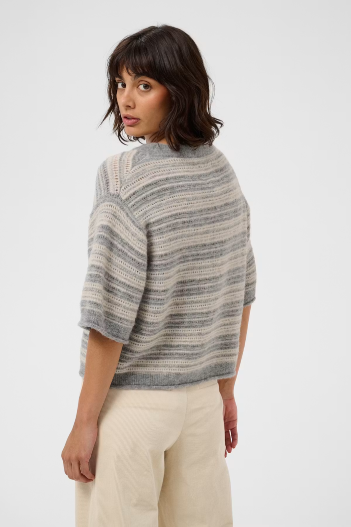 Part Two CerysPW Jumper Grey/French Oak Stripe 30310846 back view on model Shop Part Two at Dotique