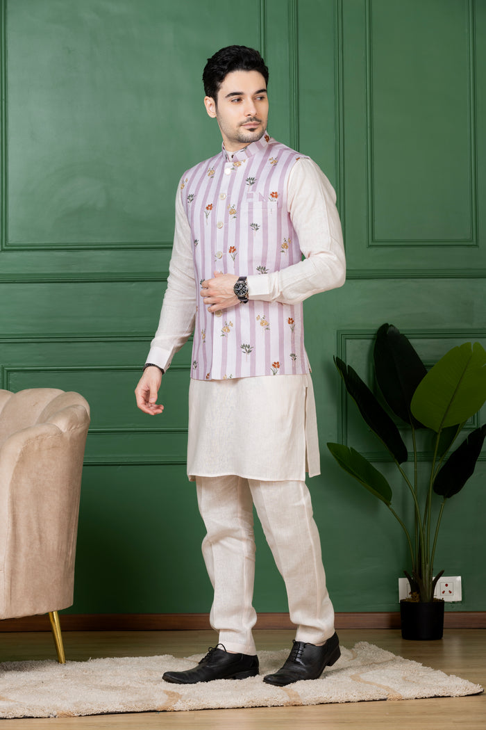 Buy Men Linen Kurta Set