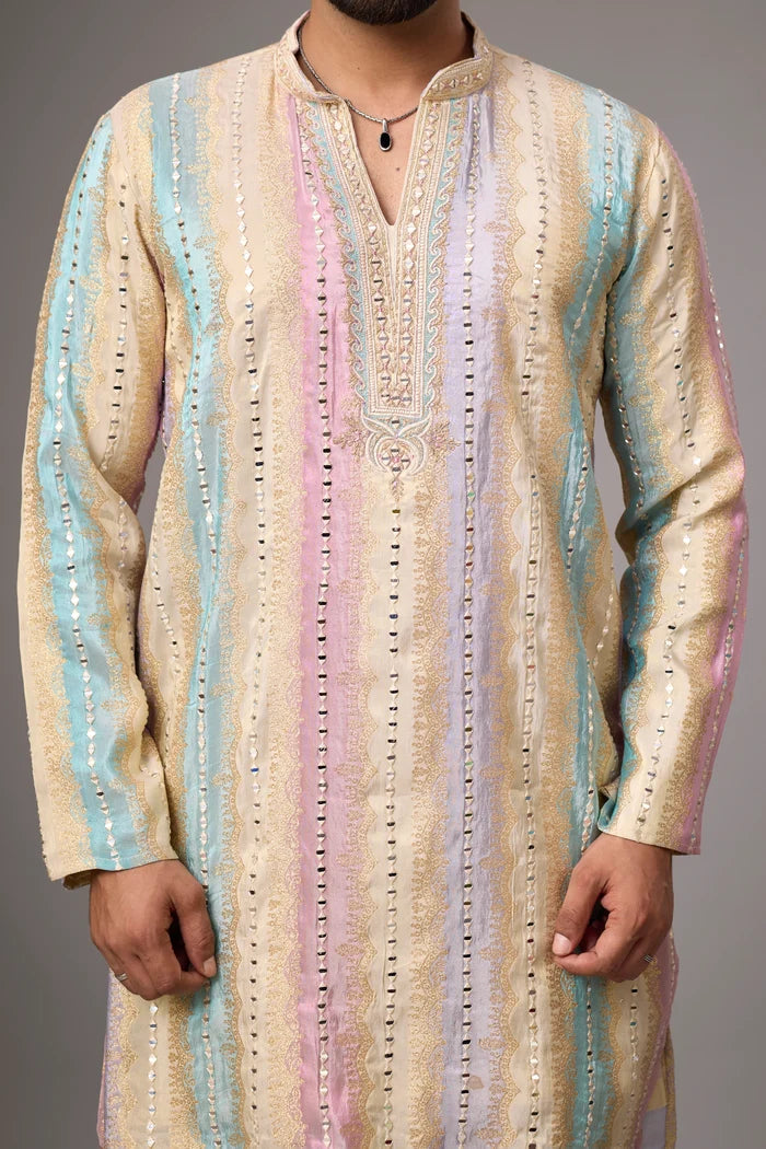 Designer Multicolour Ethnic Kurta Set – Side View | Mahavir NX