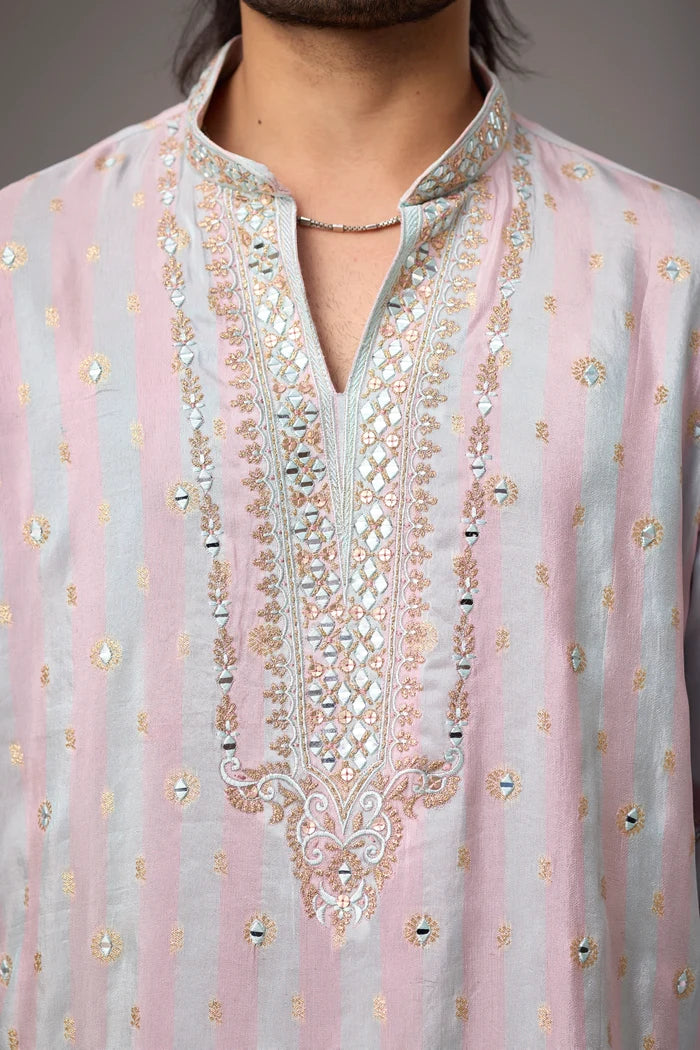 Designer Zari Embroidered Ethnic Kurta – Side View | Mahavir NX