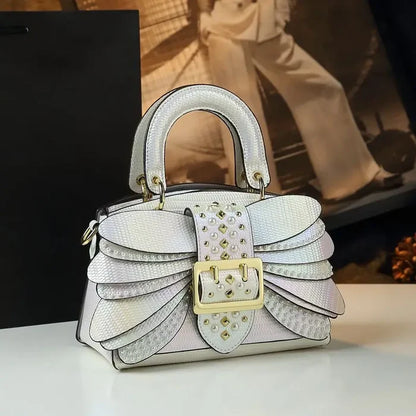 Premium cowhide top handle leather bag UK pearl wings FTF Market
