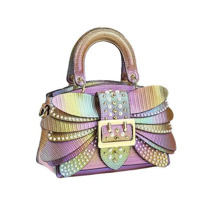 Premium cowhide top handle leather bag UK pearl wings FTF Market