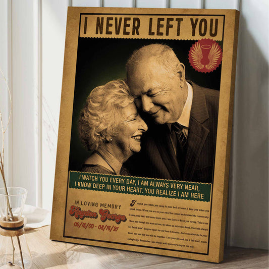 Personalized I Never Left You Loss Of Father/Mother Memorial Gifts, Custom Canvas Prints For Funeral